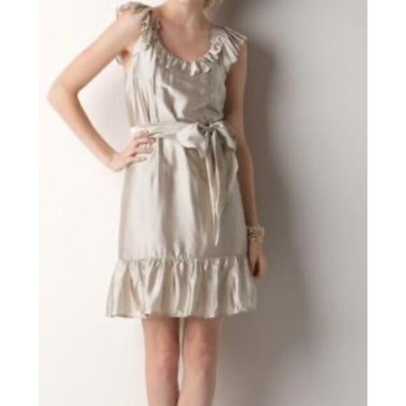 Ann Taylor Loft Champagne Gold Rayon Blend Dress Size 2 - Picture 1 of 8